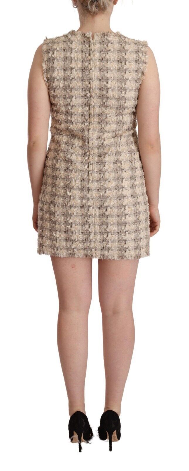 Robe sans manches Dolce & Gabbana beige à carreaux Dolce & Gabbana