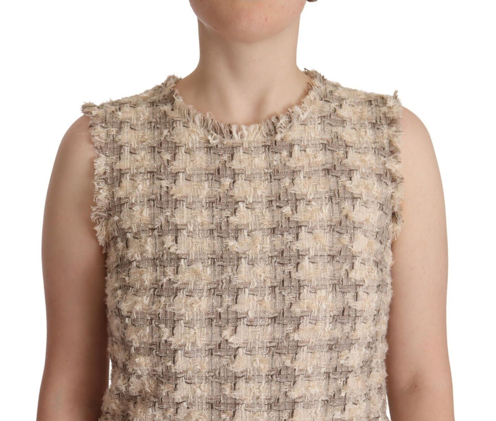Robe sans manches Dolce & Gabbana beige à carreaux Dolce & Gabbana