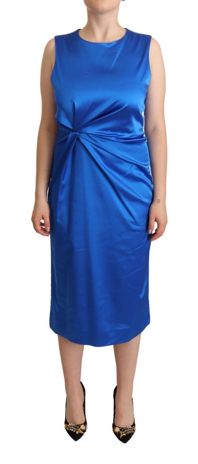 Robe PAROSH midi plissée bleue P.A.R.O.S.H.
