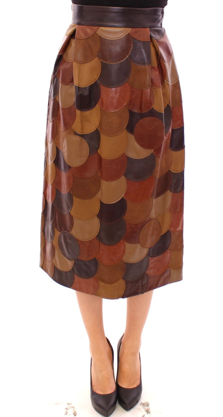 Jupe Dolce & Gabbana en cuir marron