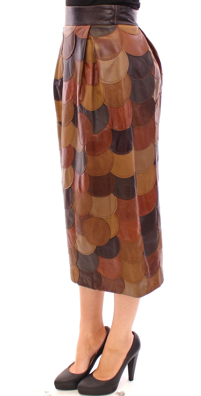 Jupe Dolce & Gabbana en cuir marron