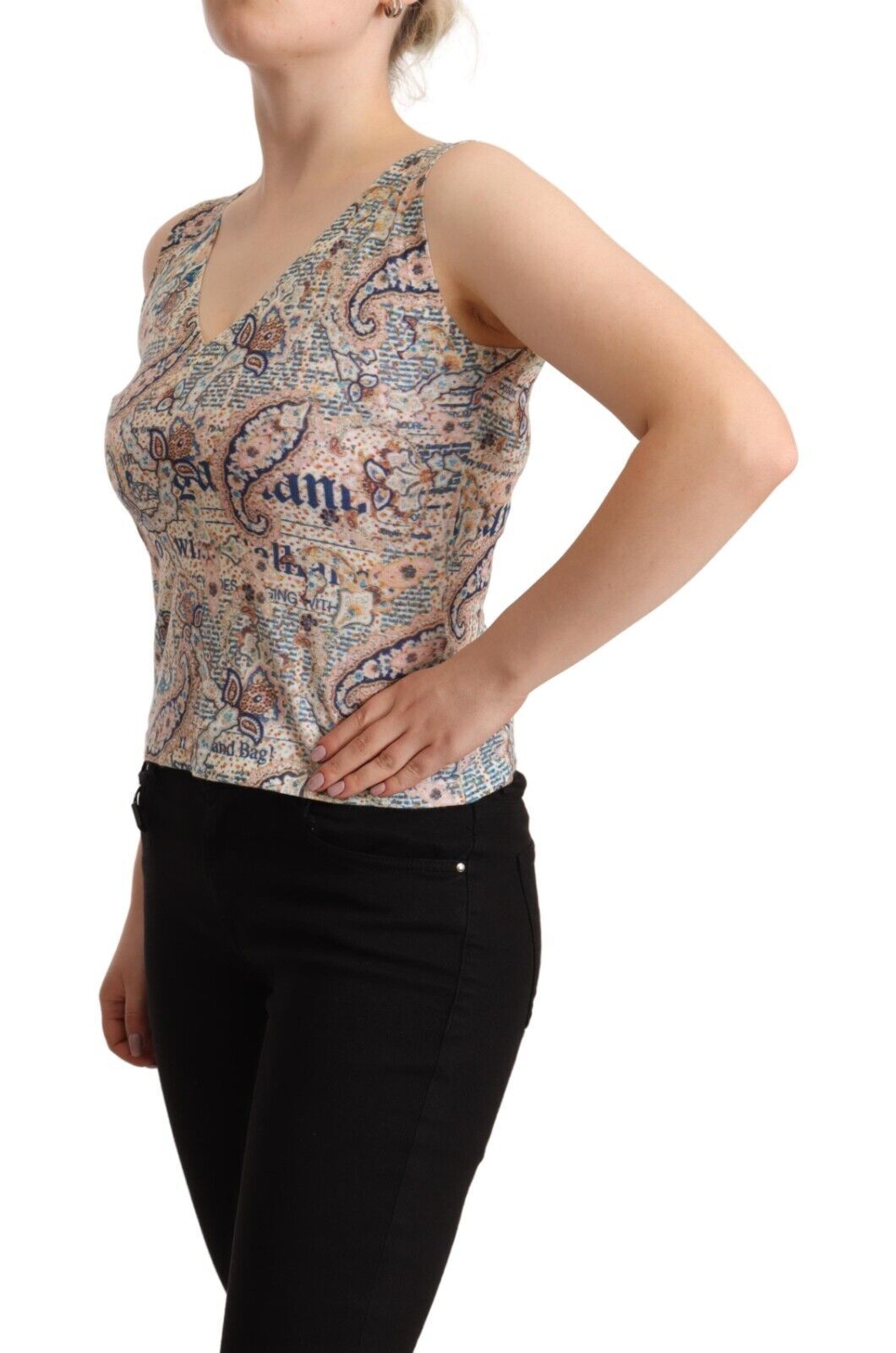 Débardeur Galliano col en V multicolore