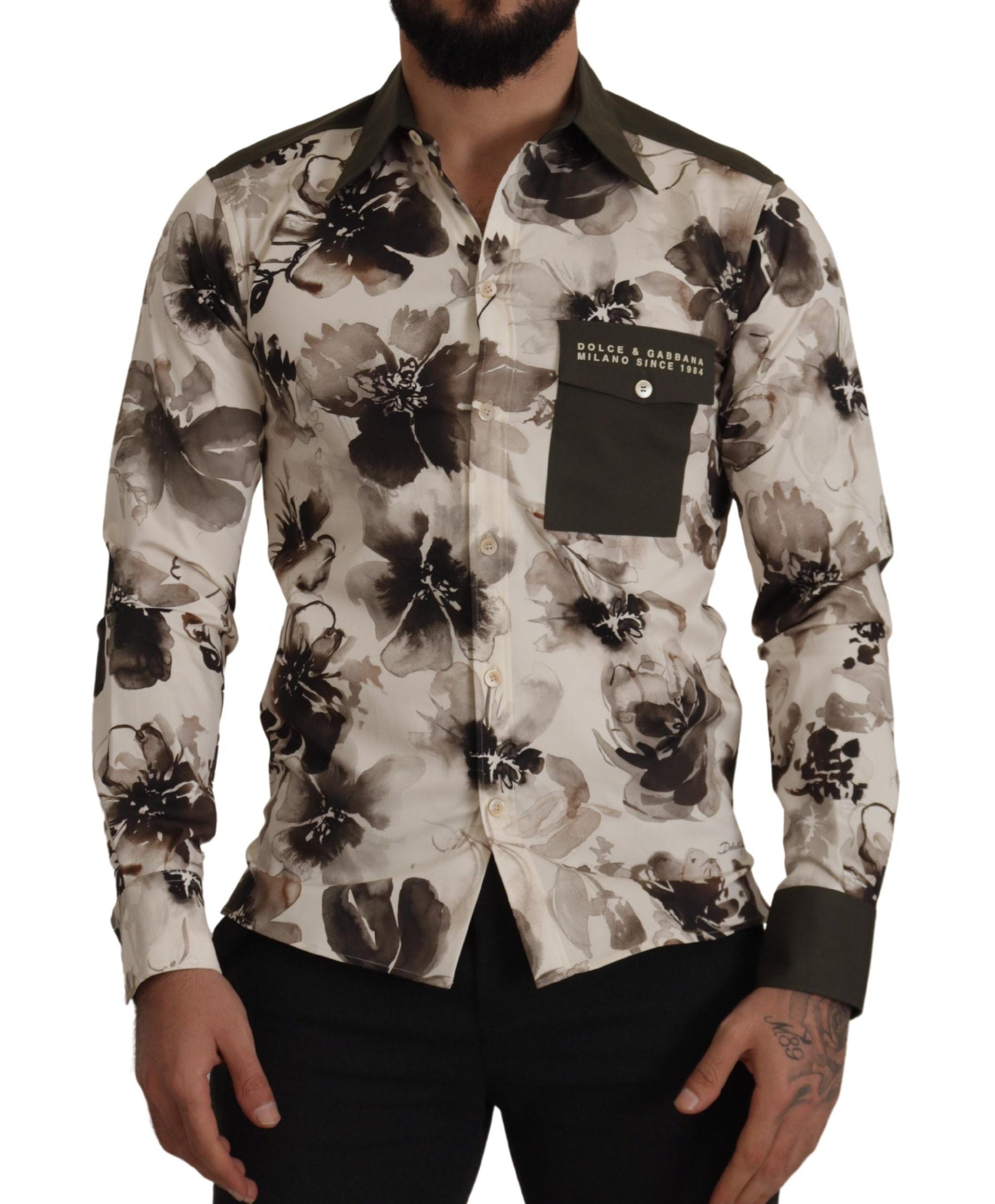 Chemise Dolce & Gabbana verte beige floral