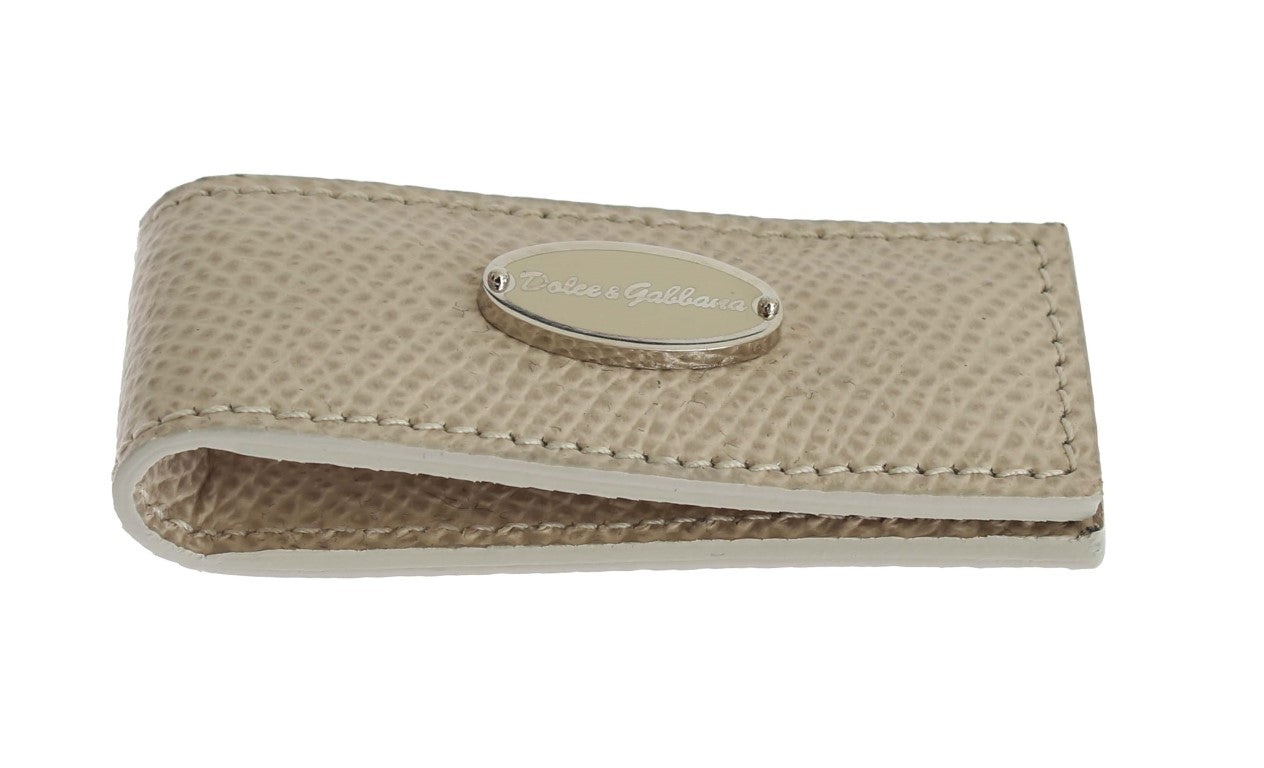 Clip argenté Dolce & Gabbana cuir beige