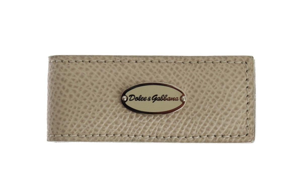 Clip argenté Dolce & Gabbana cuir beige