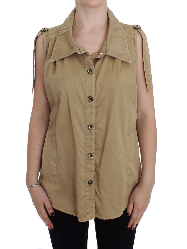 Chemise PLEIN SUD JEANIUS sans manches beige