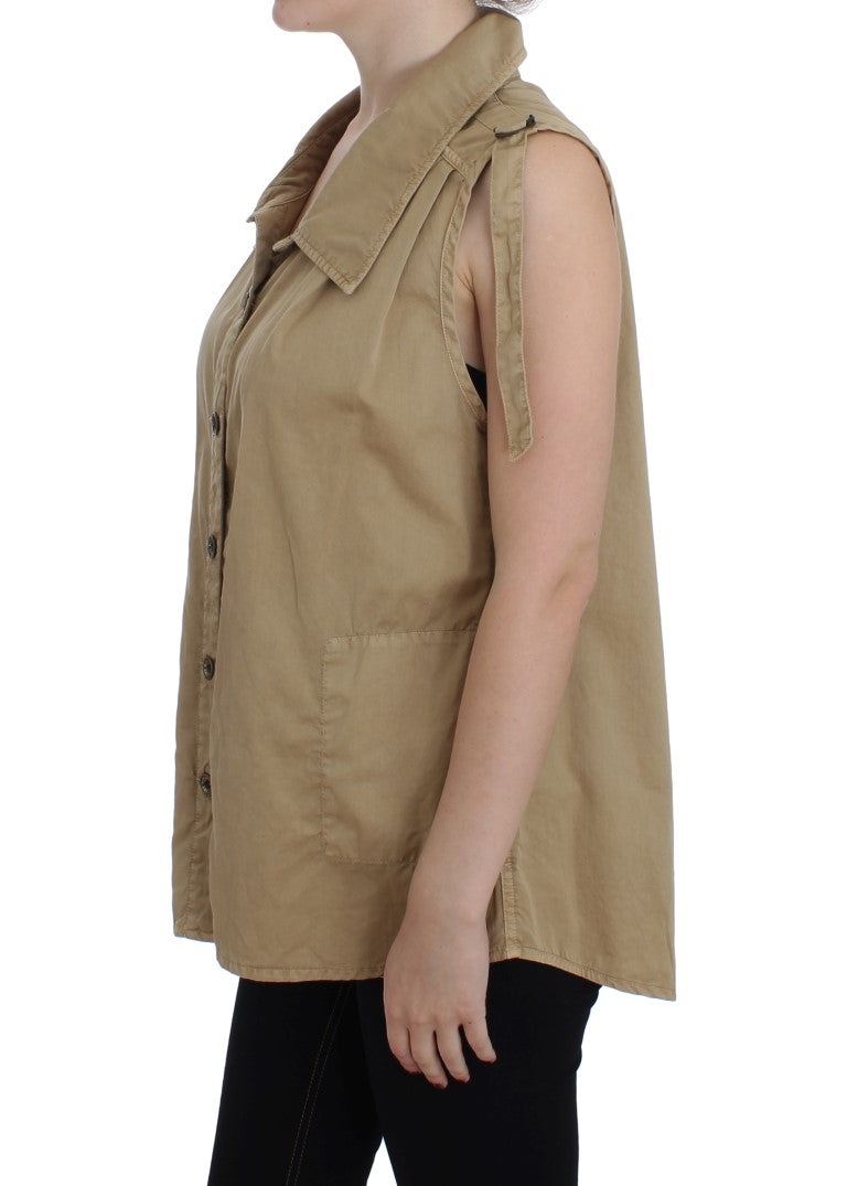 Chemise PLEIN SUD JEANIUS sans manches beige