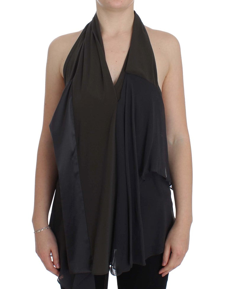 Blouse CORA GROPPO Halterneck bleu gris