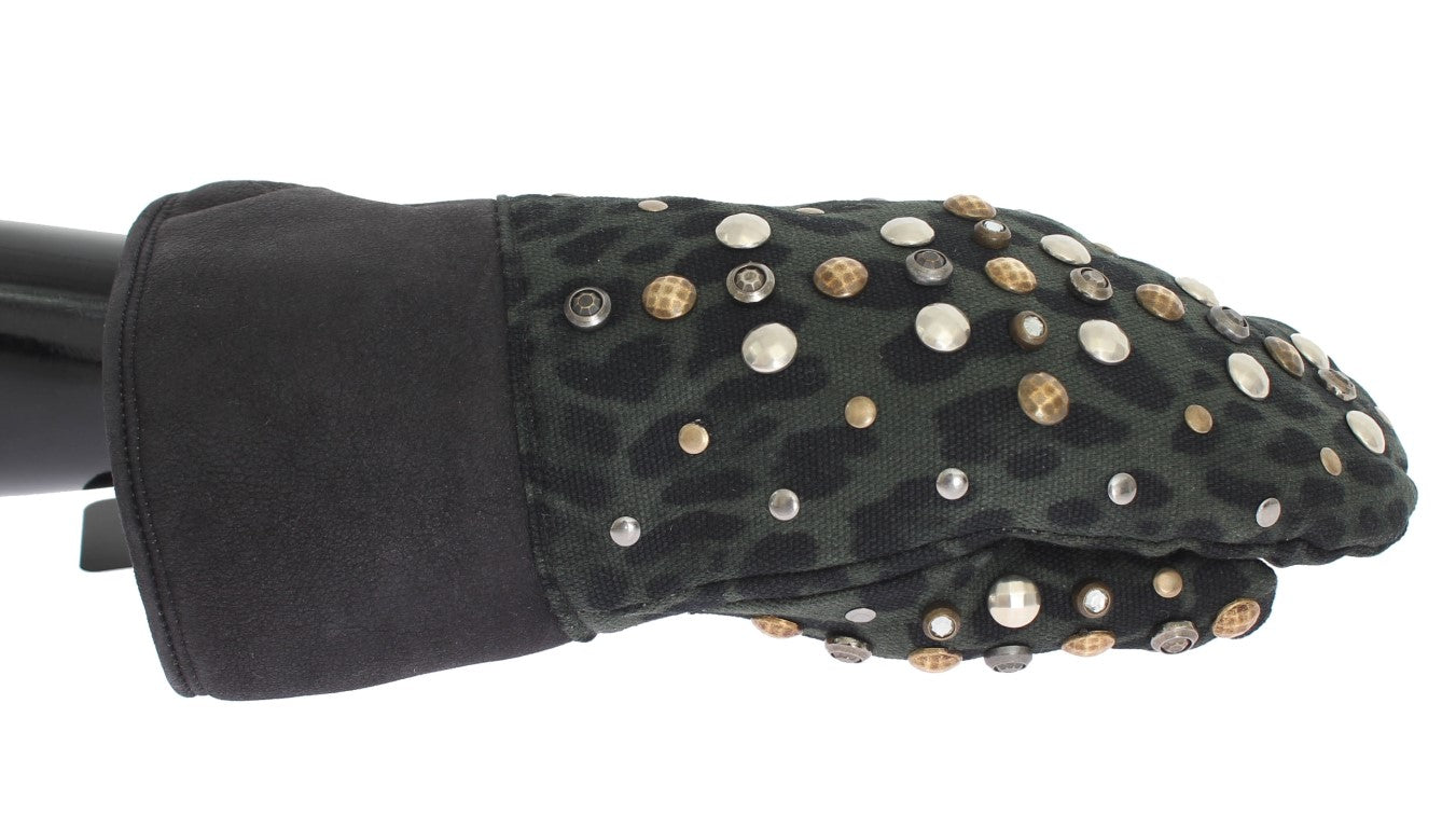 Gants Dolce & Gabbana gris léopard vert