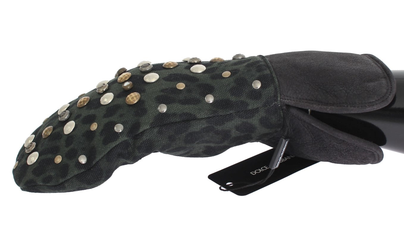 Gants Dolce & Gabbana gris léopard vert