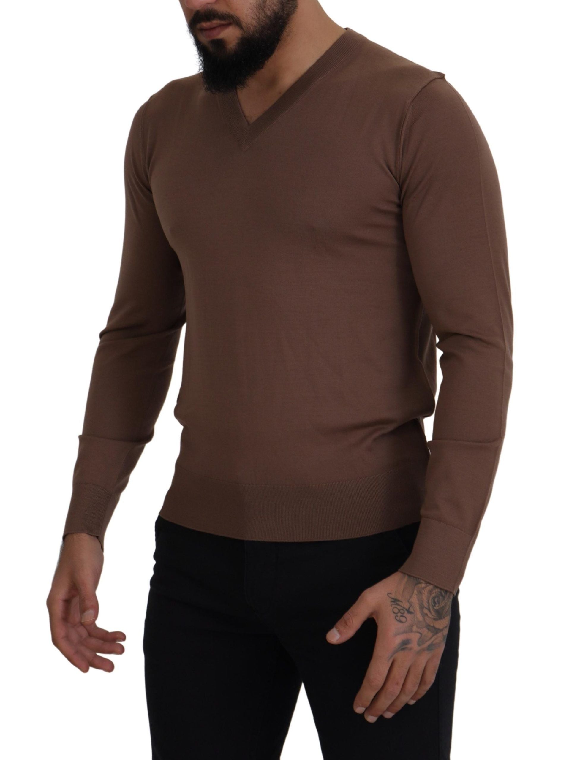 Pull DOLCE & GABBANA V-neck marron