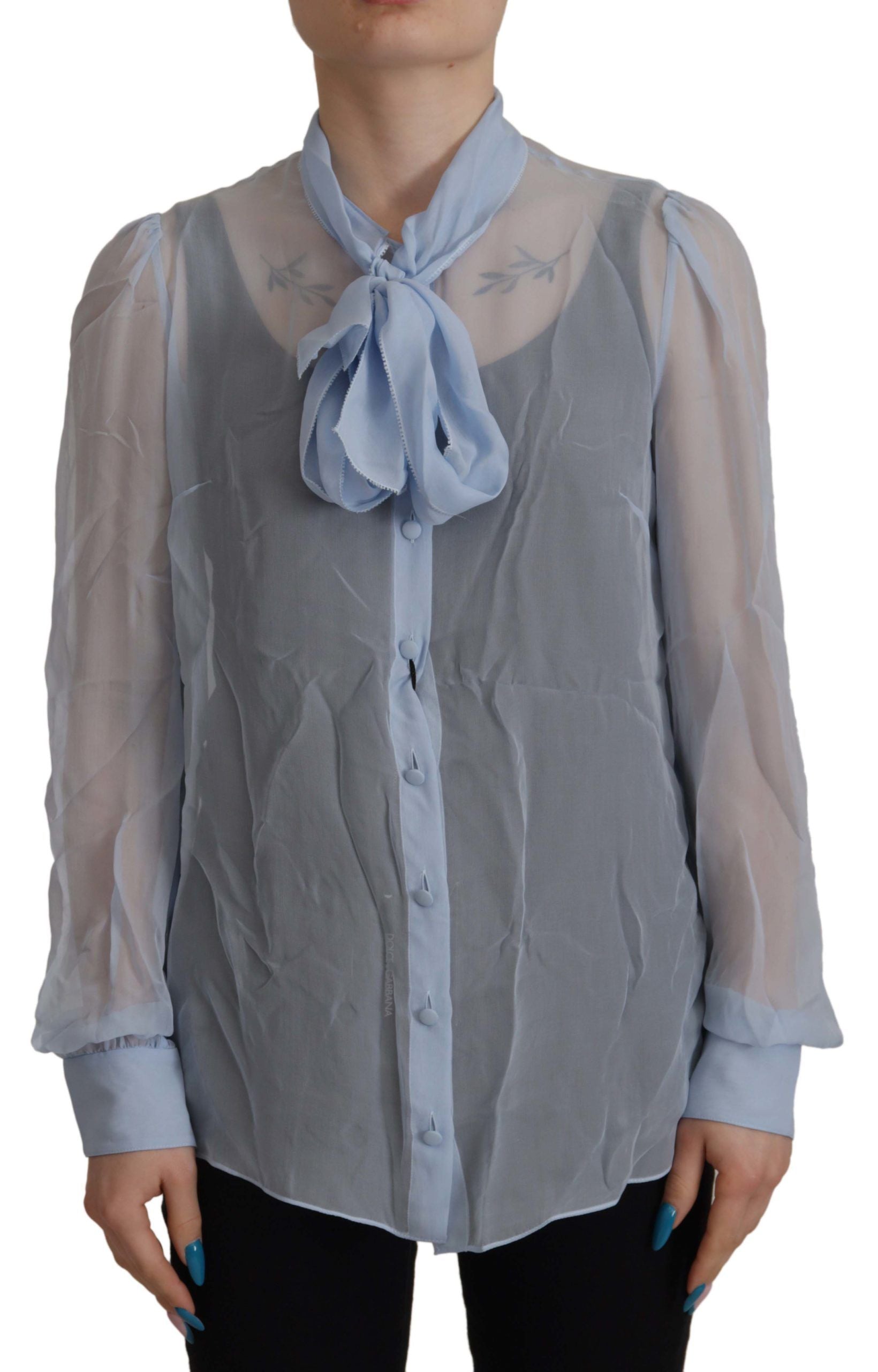 Blouse Dolce & Gabbana ascot bleu clair