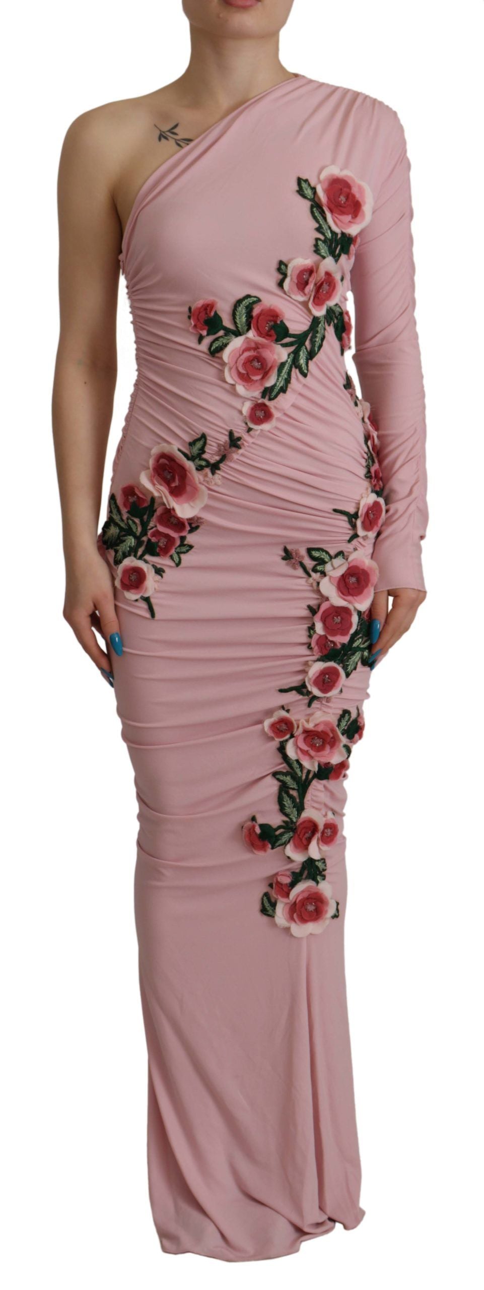 Robe Dolce & Gabbana une épaule rose Dolce & Gabbana