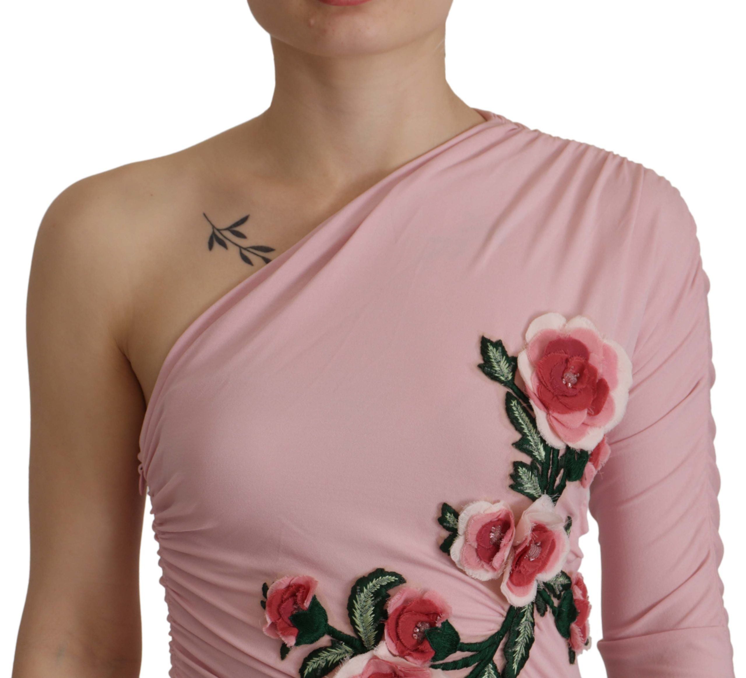 Robe Dolce & Gabbana une épaule rose Dolce & Gabbana