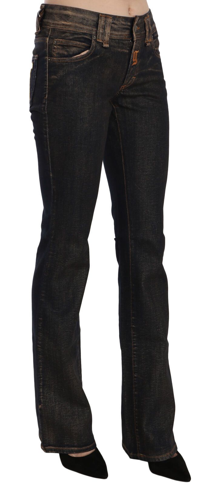 Pantalon Galliano flared noir washed