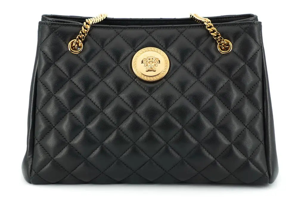 Sac cabas Versace en cuir noir Versace