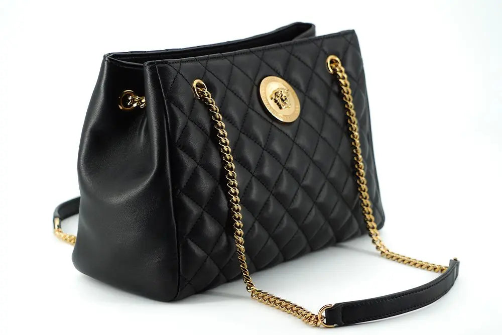 Sac cabas Versace en cuir noir Versace