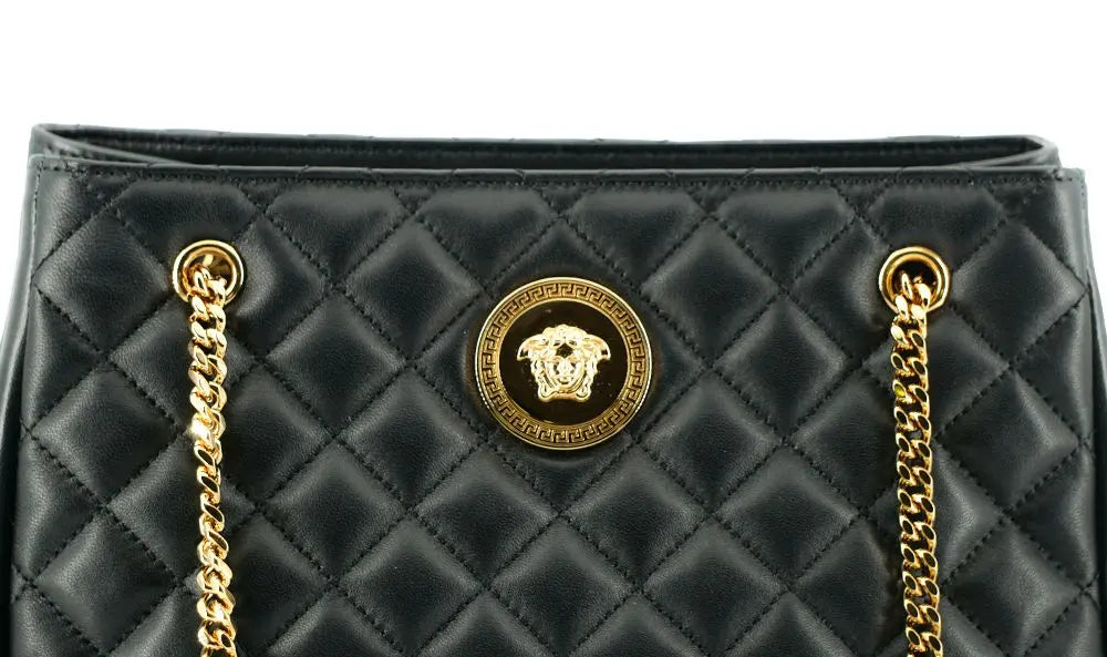 Sac cabas Versace en cuir noir Versace