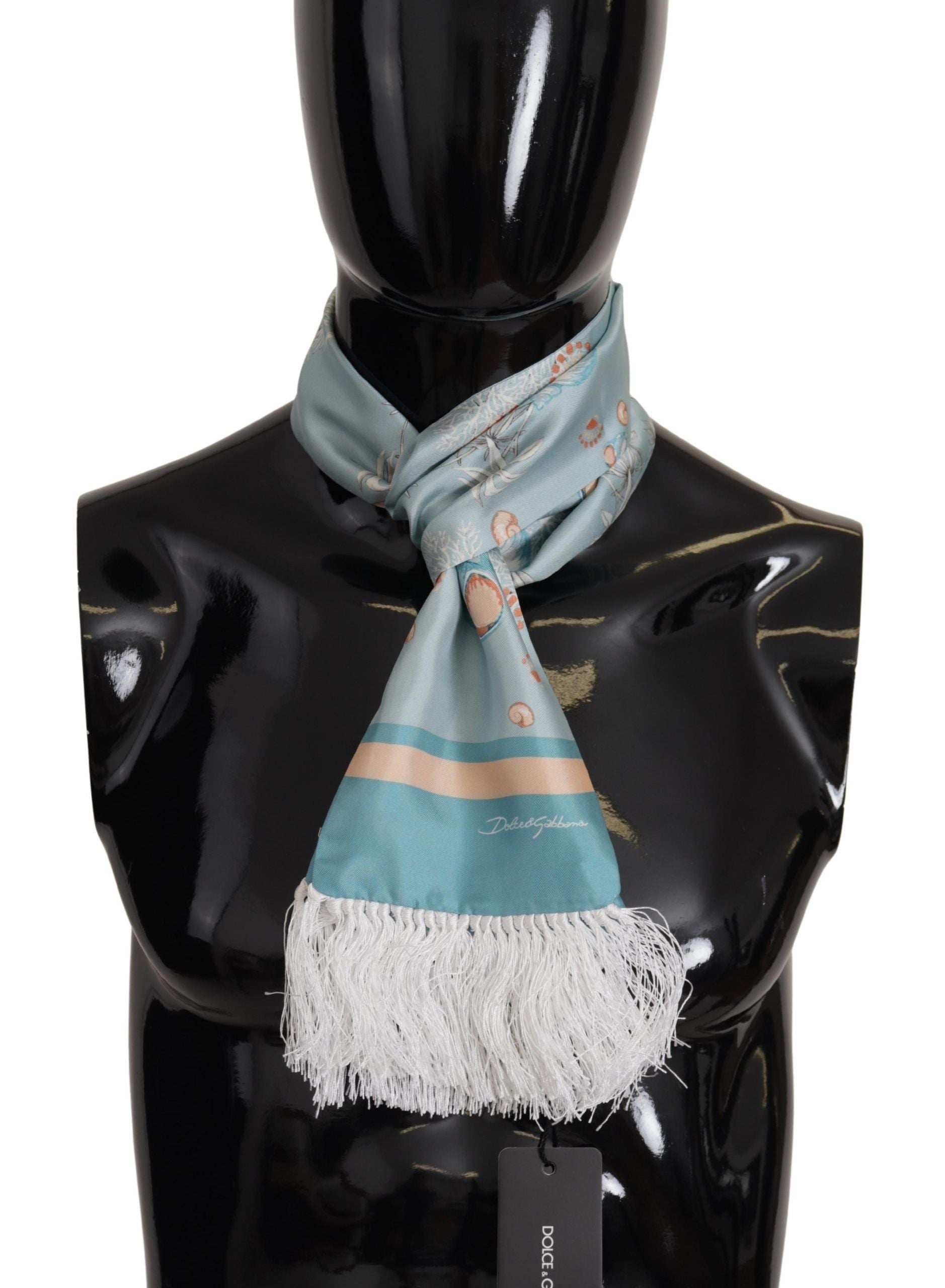 Écharpe Dolce & Gabbana à franges bleue