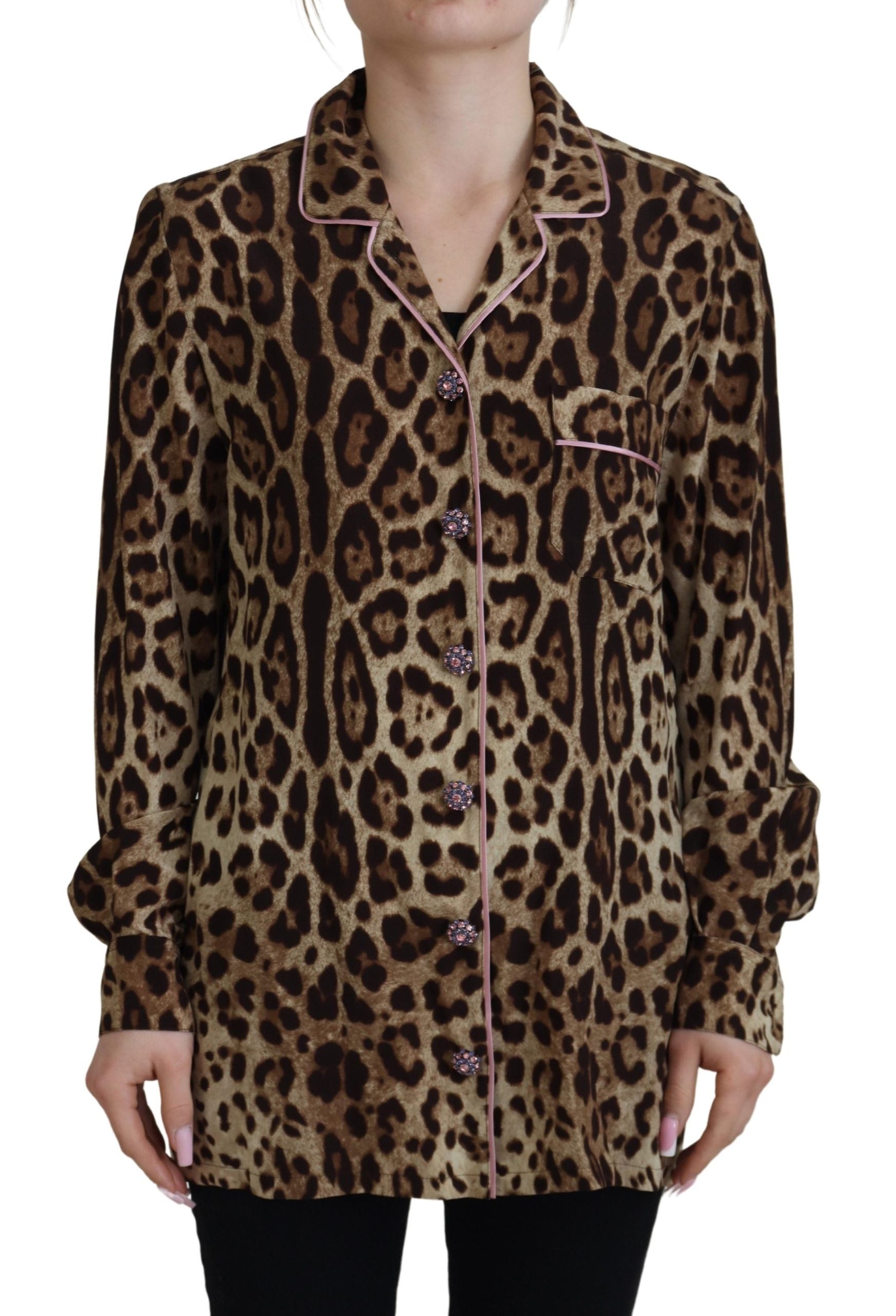 Blouse Dolce & Gabbana imprimé léopard marron