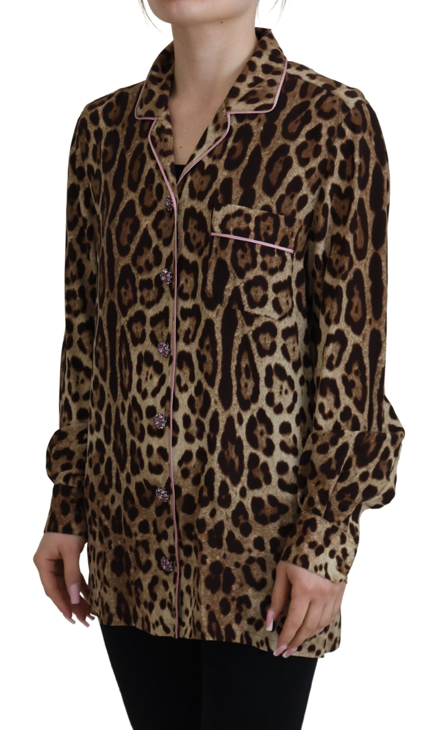 Blouse Dolce & Gabbana imprimé léopard marron