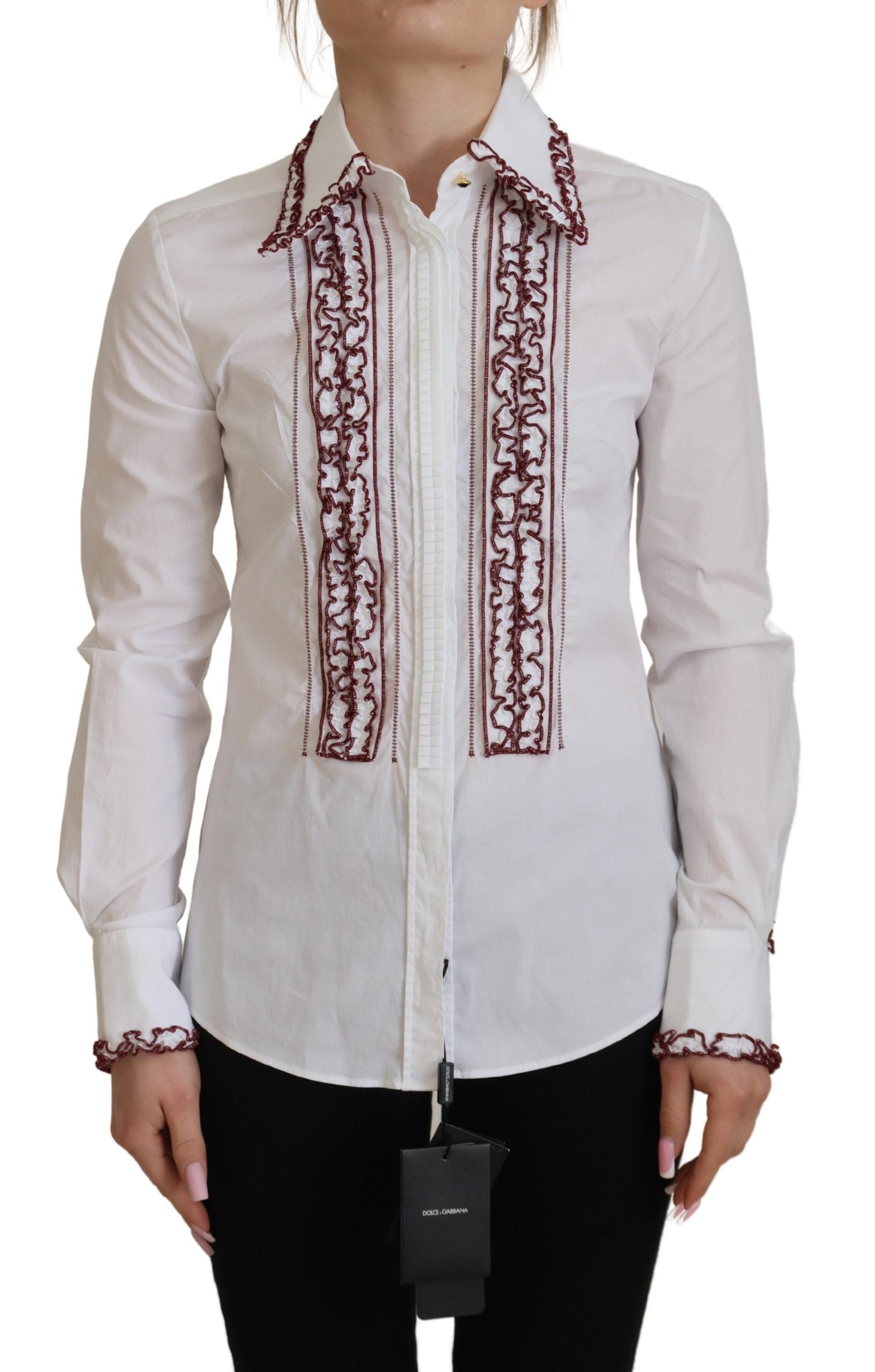 Haut Dolce & Gabbana à col ruffle blanc