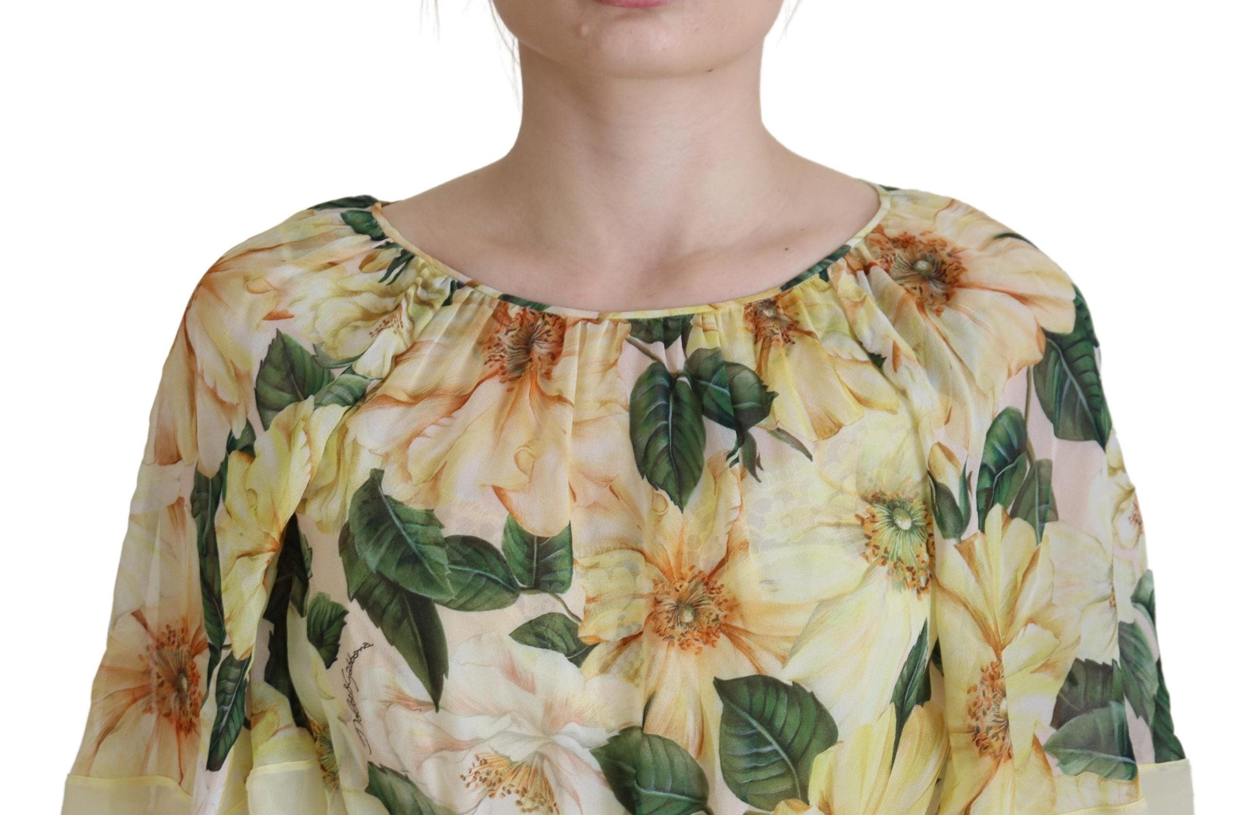 Robe Dolce & Gabbana Maxi jaune floral Dolce & Gabbana
