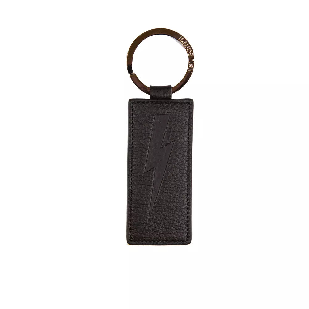 Porte-clés Neil Barrett cuir noir