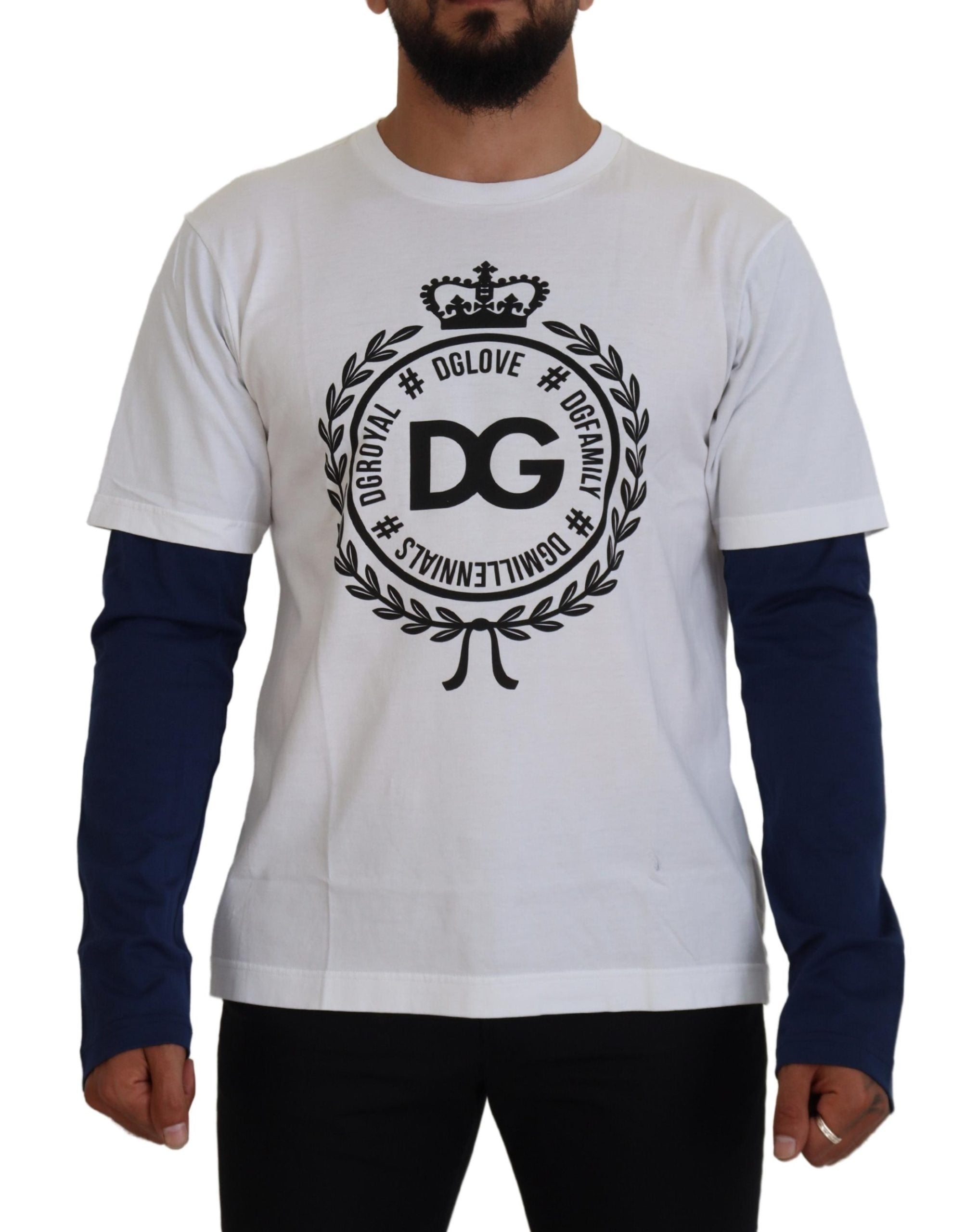 Pull Dolce & Gabbana DG Crown blanc et bleu