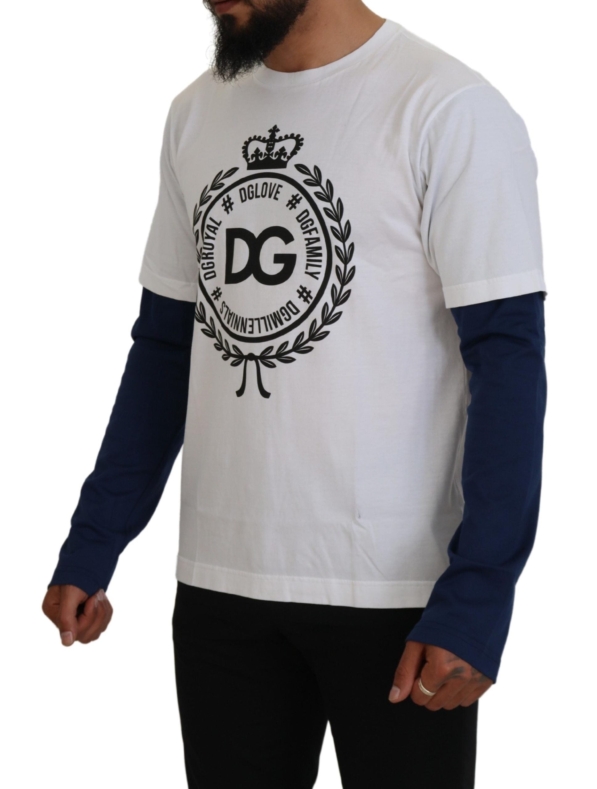 Pull Dolce & Gabbana DG Crown blanc et bleu