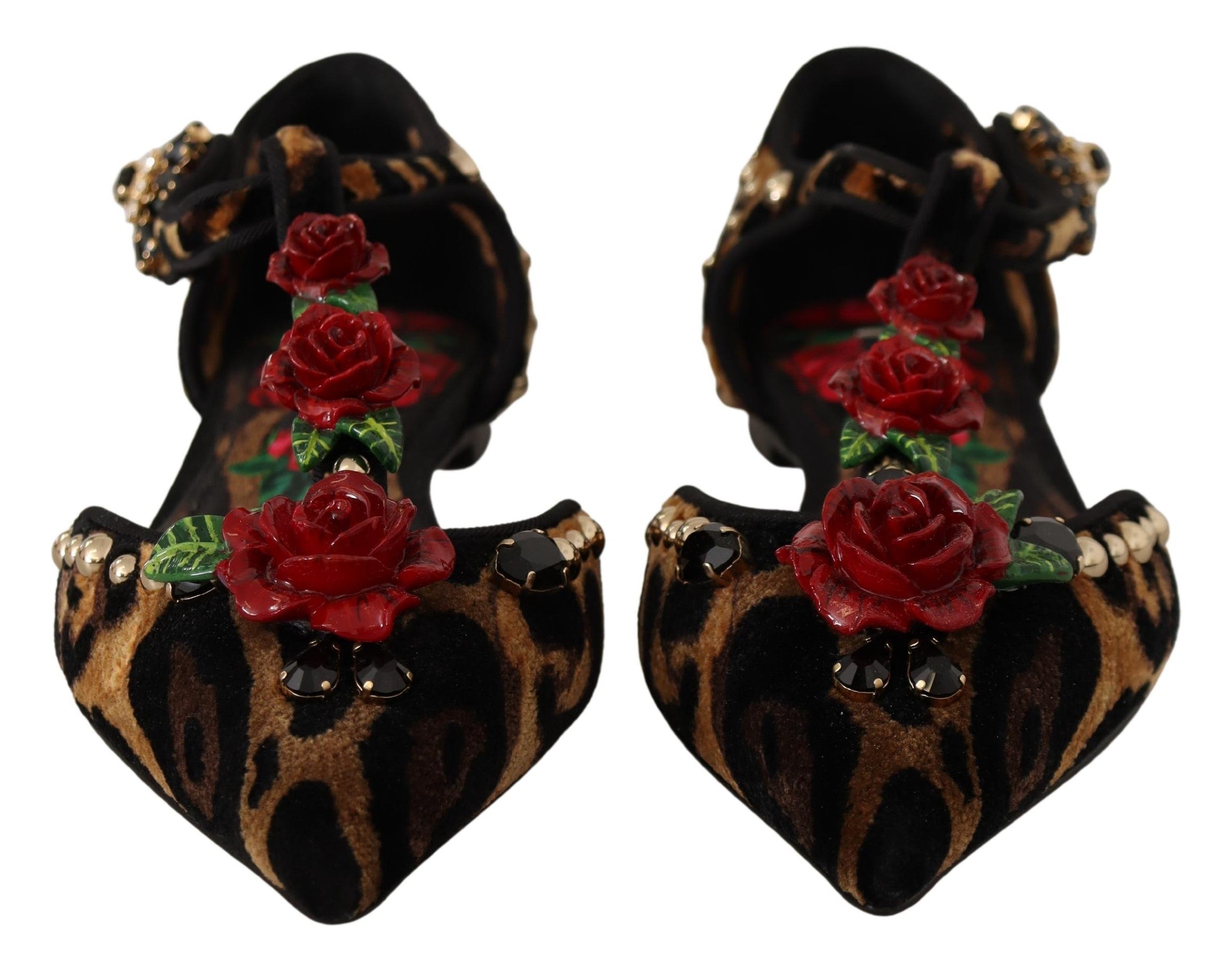 Sandales Dolce & Gabbana à t-strap imprimé léopard marron