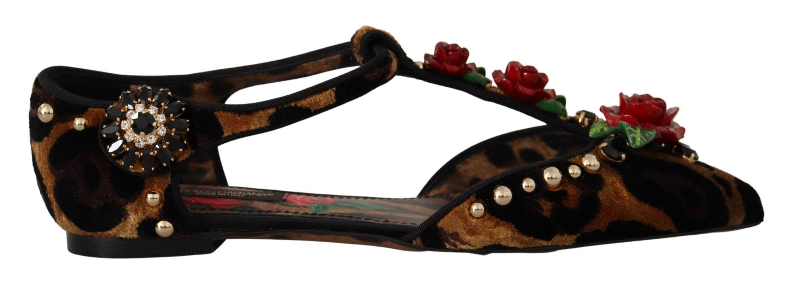 Sandales Dolce & Gabbana à t-strap imprimé léopard marron