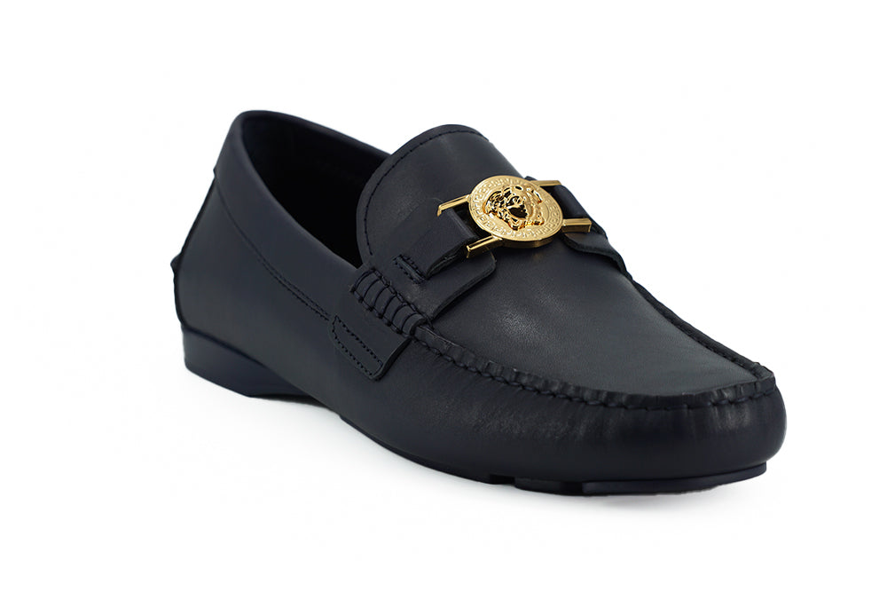 Mocassins Versace navy bleus