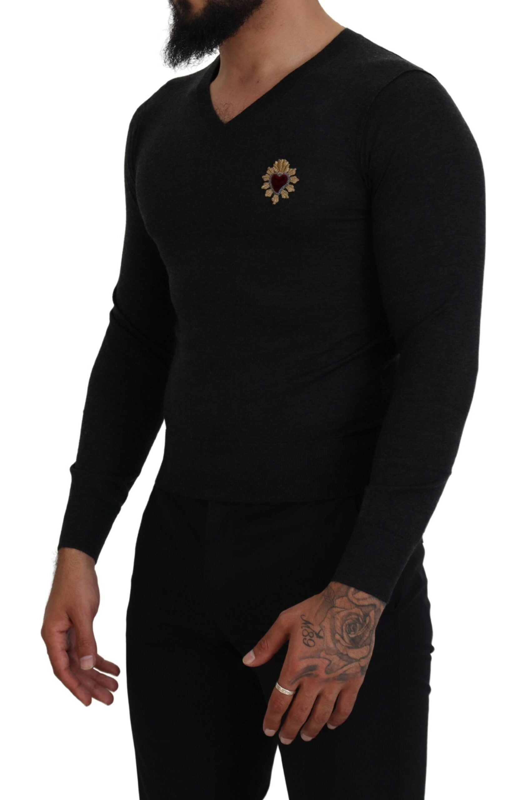 Pull Dolce & Gabbana V-neck gris