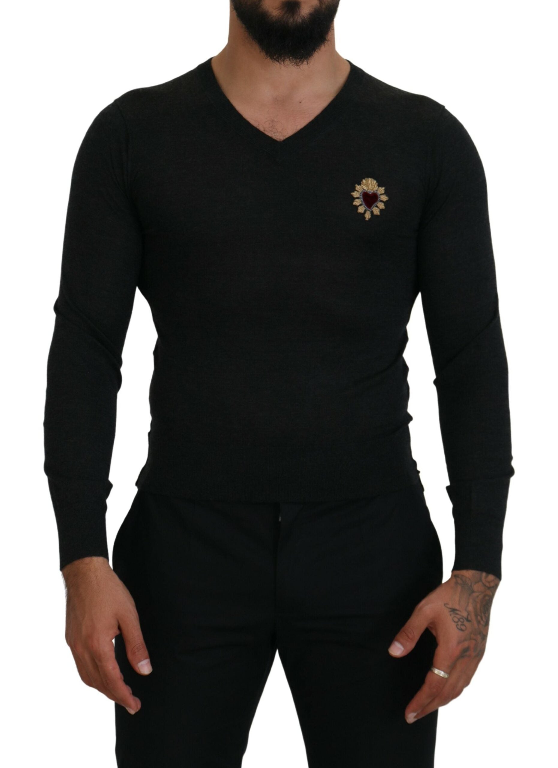 Pull Dolce & Gabbana V-neck gris
