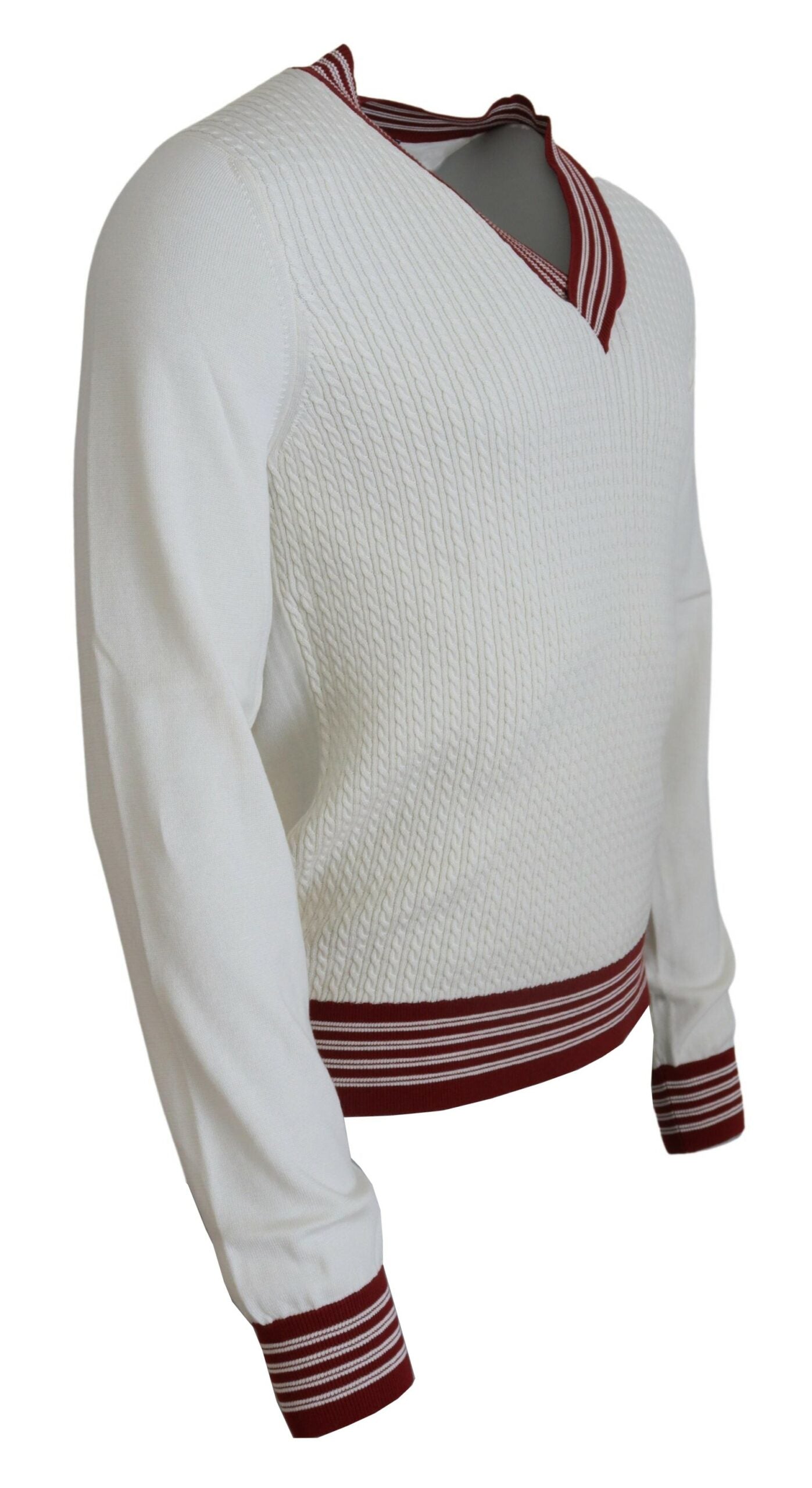Pull DOLCE & GABBANA V-neck blanc rouge