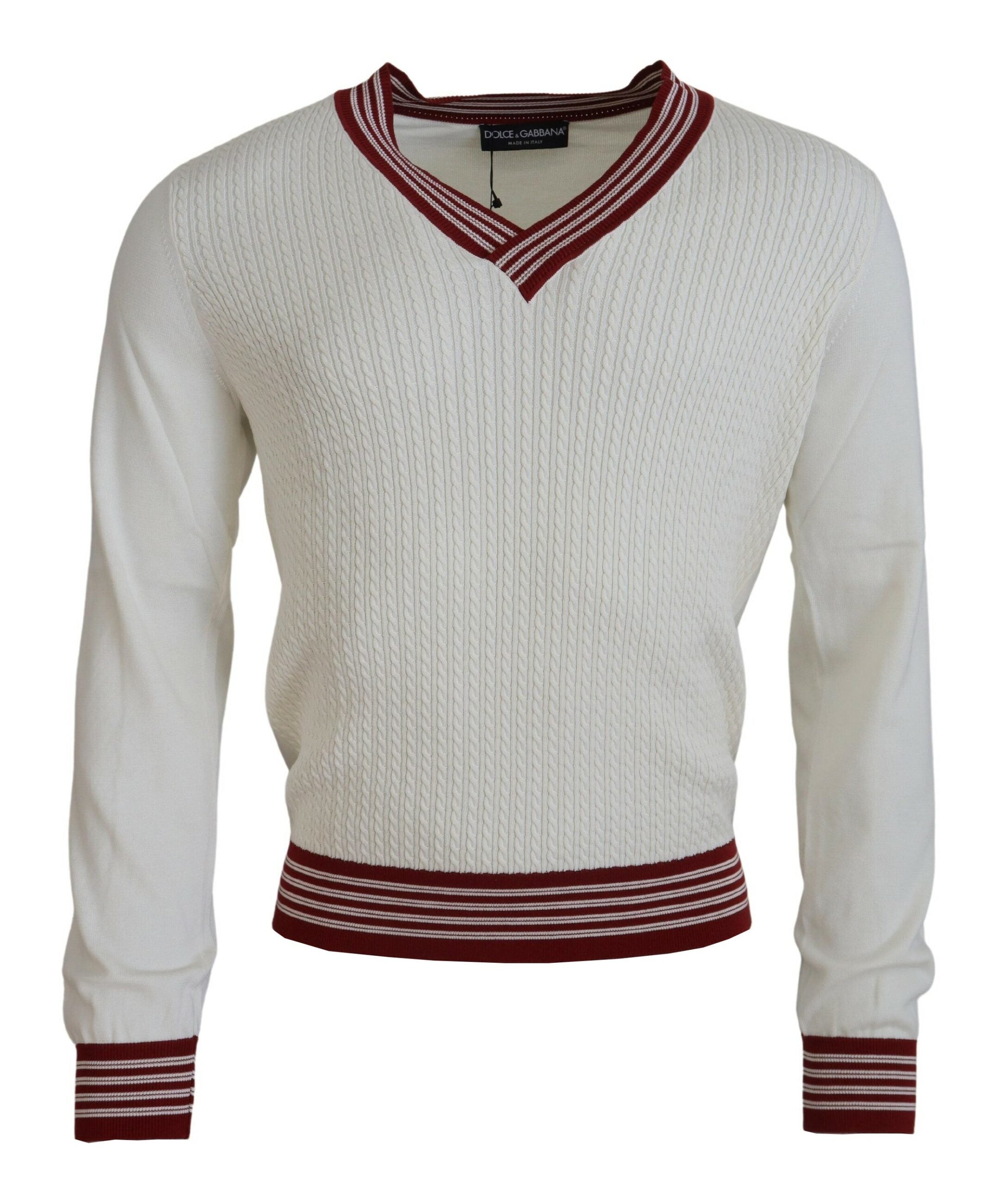 Pull DOLCE & GABBANA V-neck blanc rouge