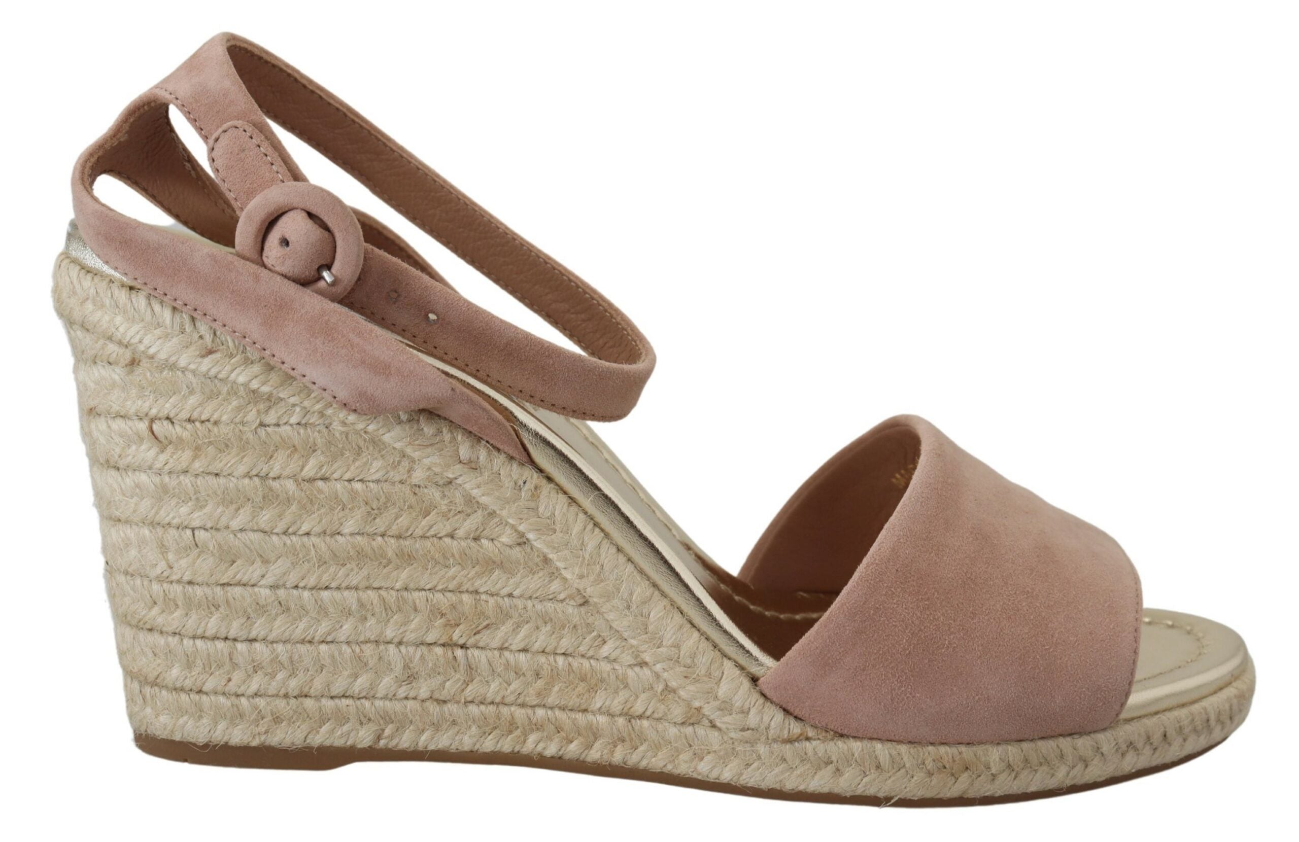 Sandales Prada à talons rose et beige