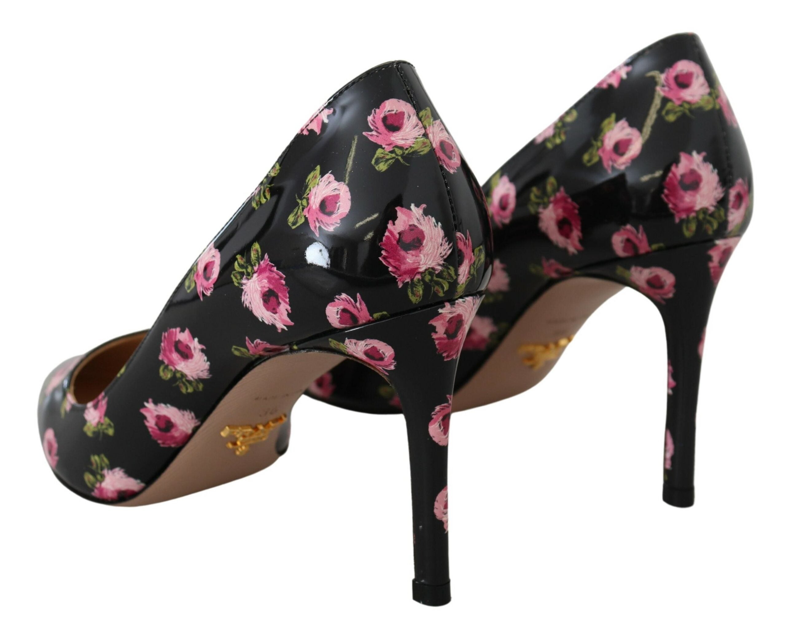 Pumps Prada noires à fleurs