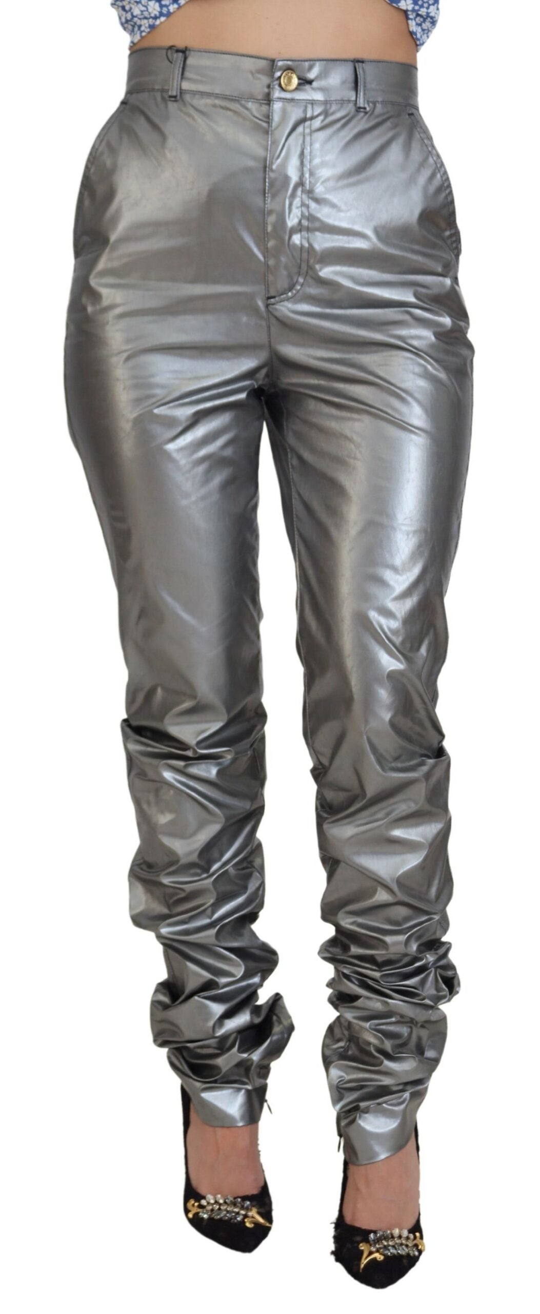 Pantalon Dolce & Gabbana taille haute argenté