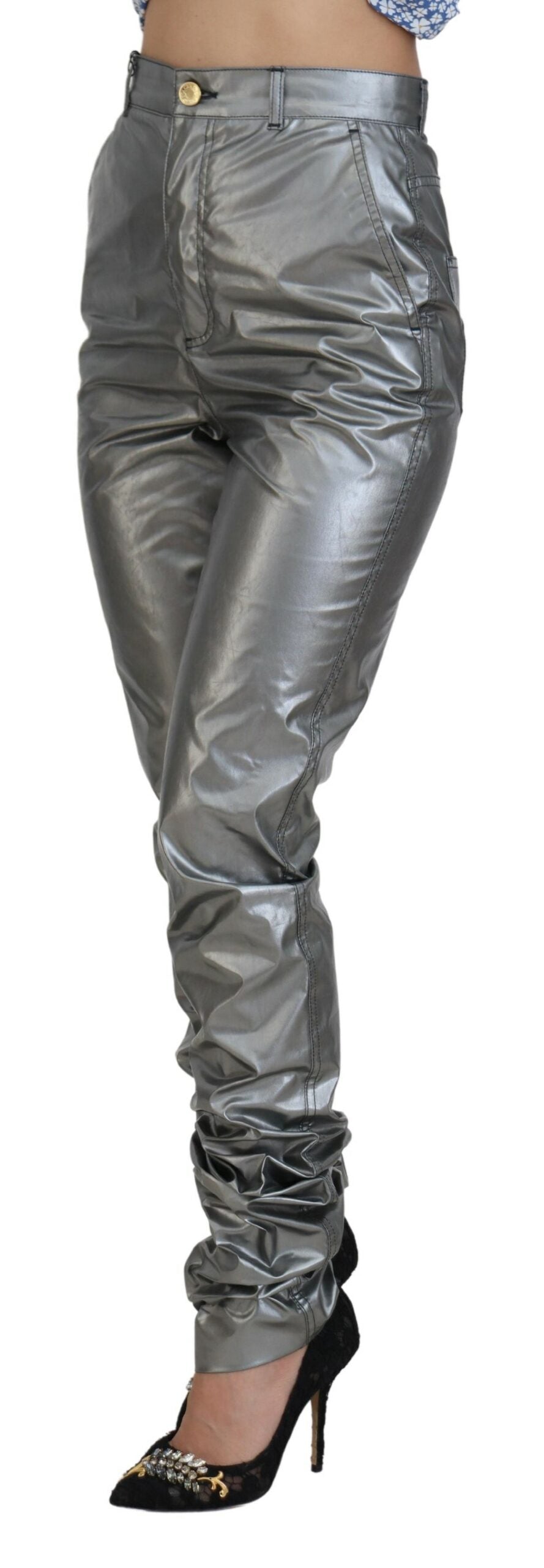 Pantalon Dolce & Gabbana taille haute argenté