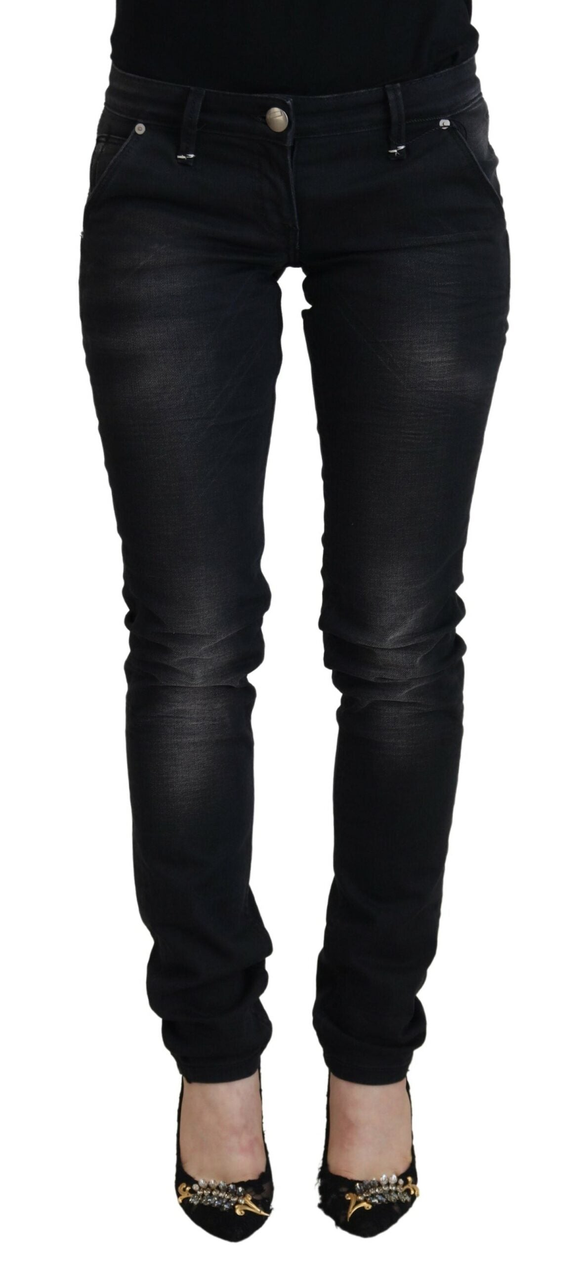 Jeans ACHT skinny noir délavé