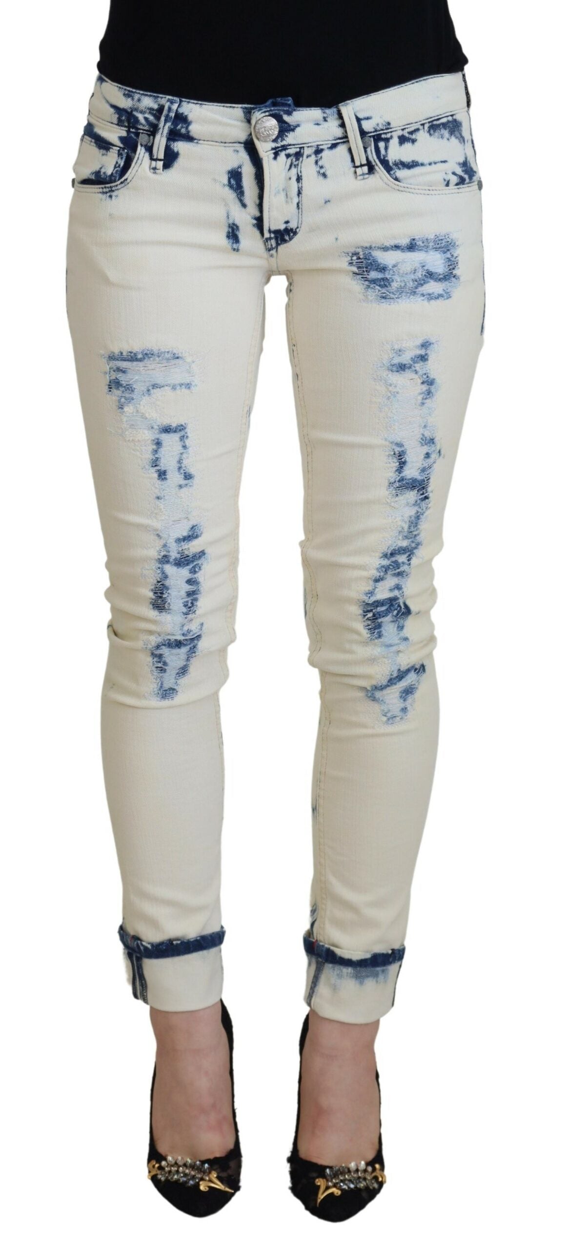Jean ACHT tissé blanchi bleu