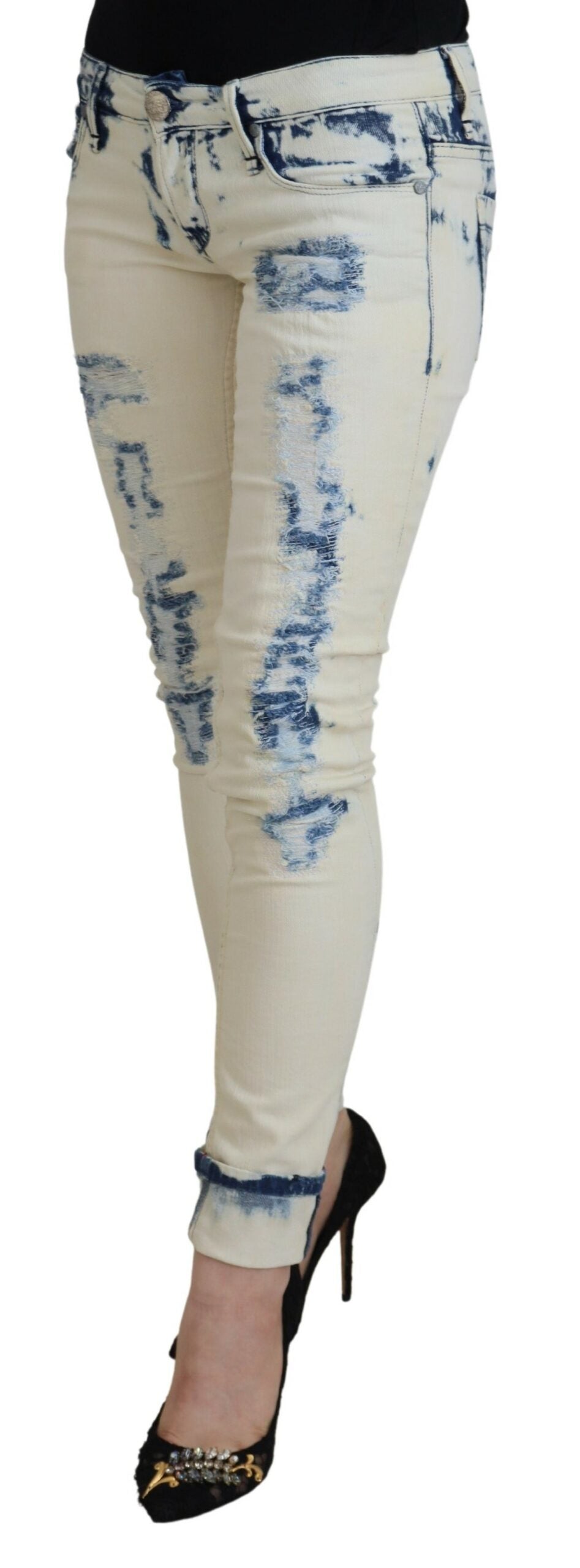 Jean ACHT tissé blanchi bleu