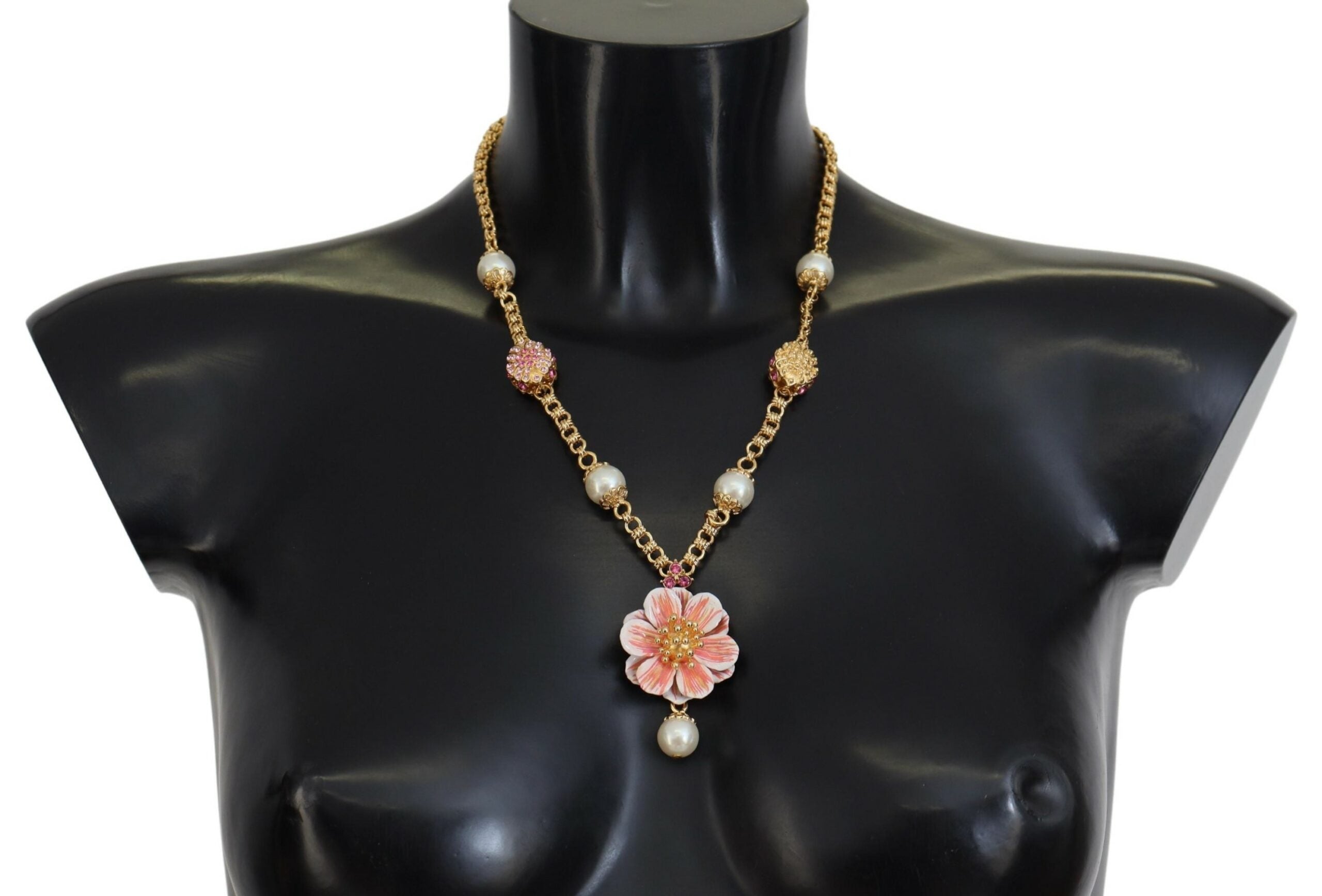 Collier Dolce & Gabbana floral doré et rose