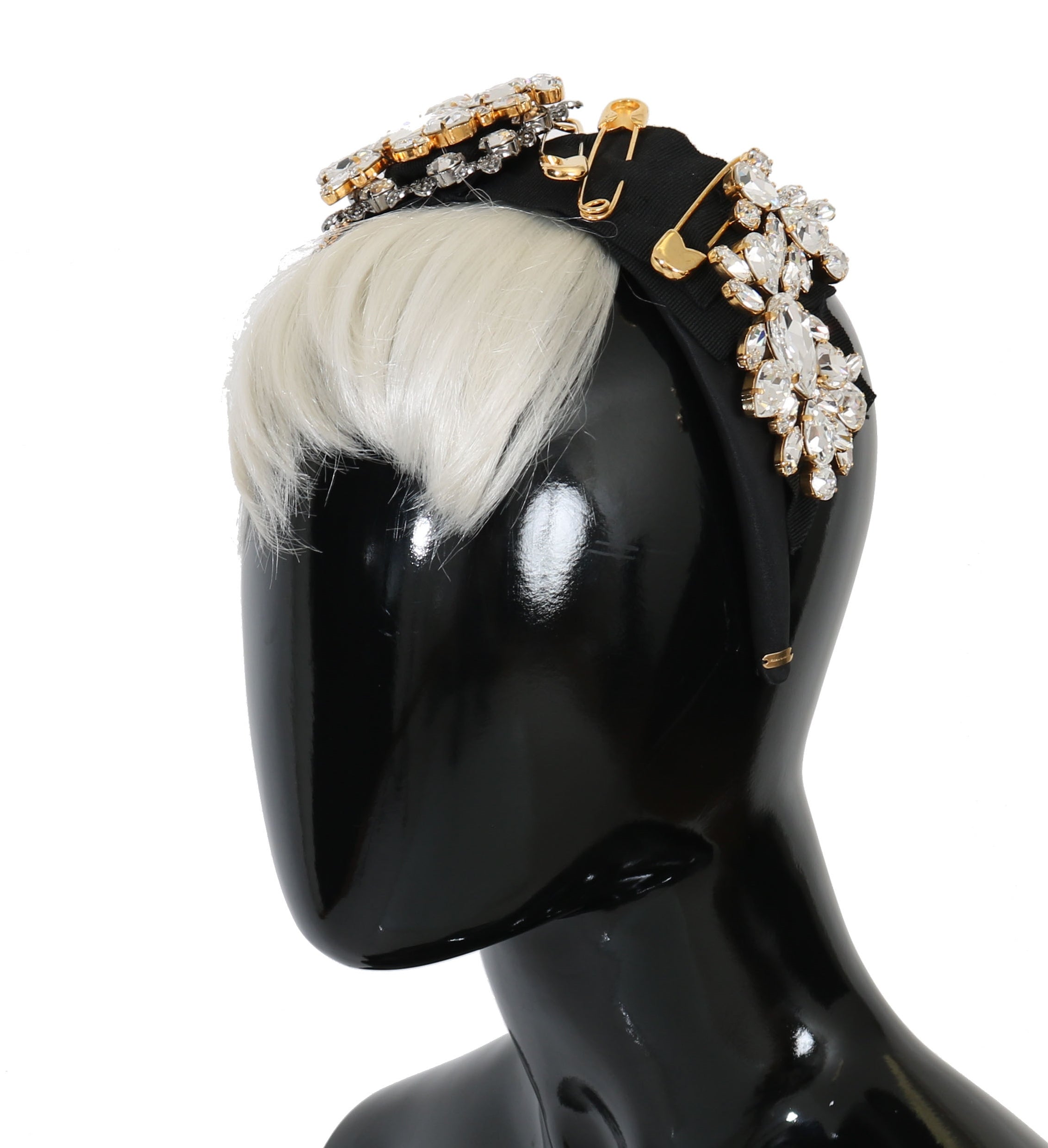 Diadème DOLCE & GABBANA noir avec frange blanche
