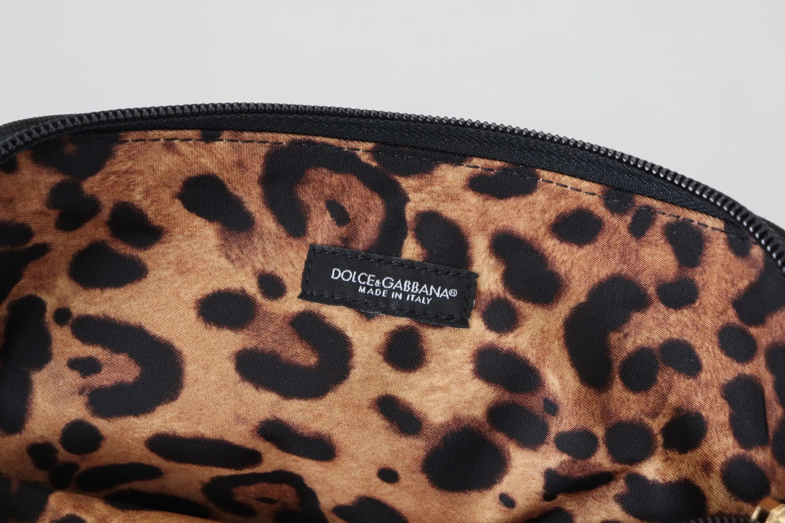 Pochette Dolce & Gabbana imprimé léopard bleu Dolce & Gabbana