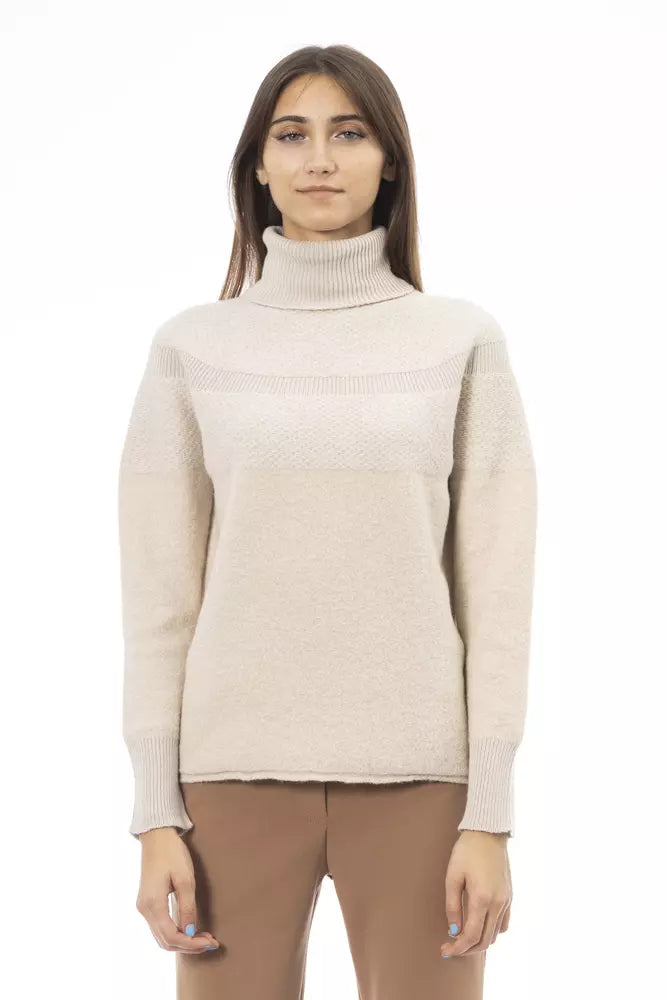 Pull Alpha Studio col roulé beige