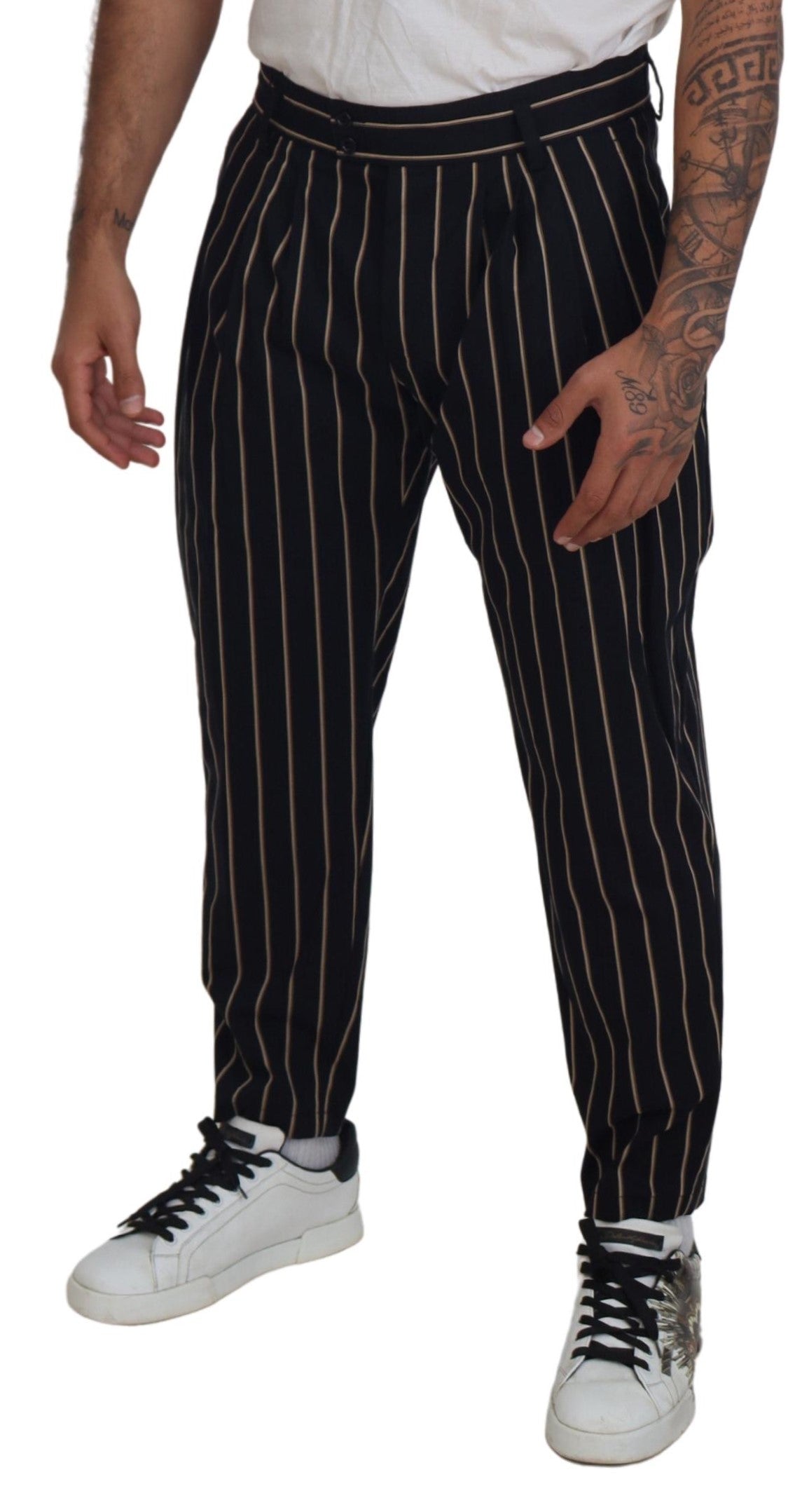 Pantalon Dolce & Gabbana Chino rayé noir et beige