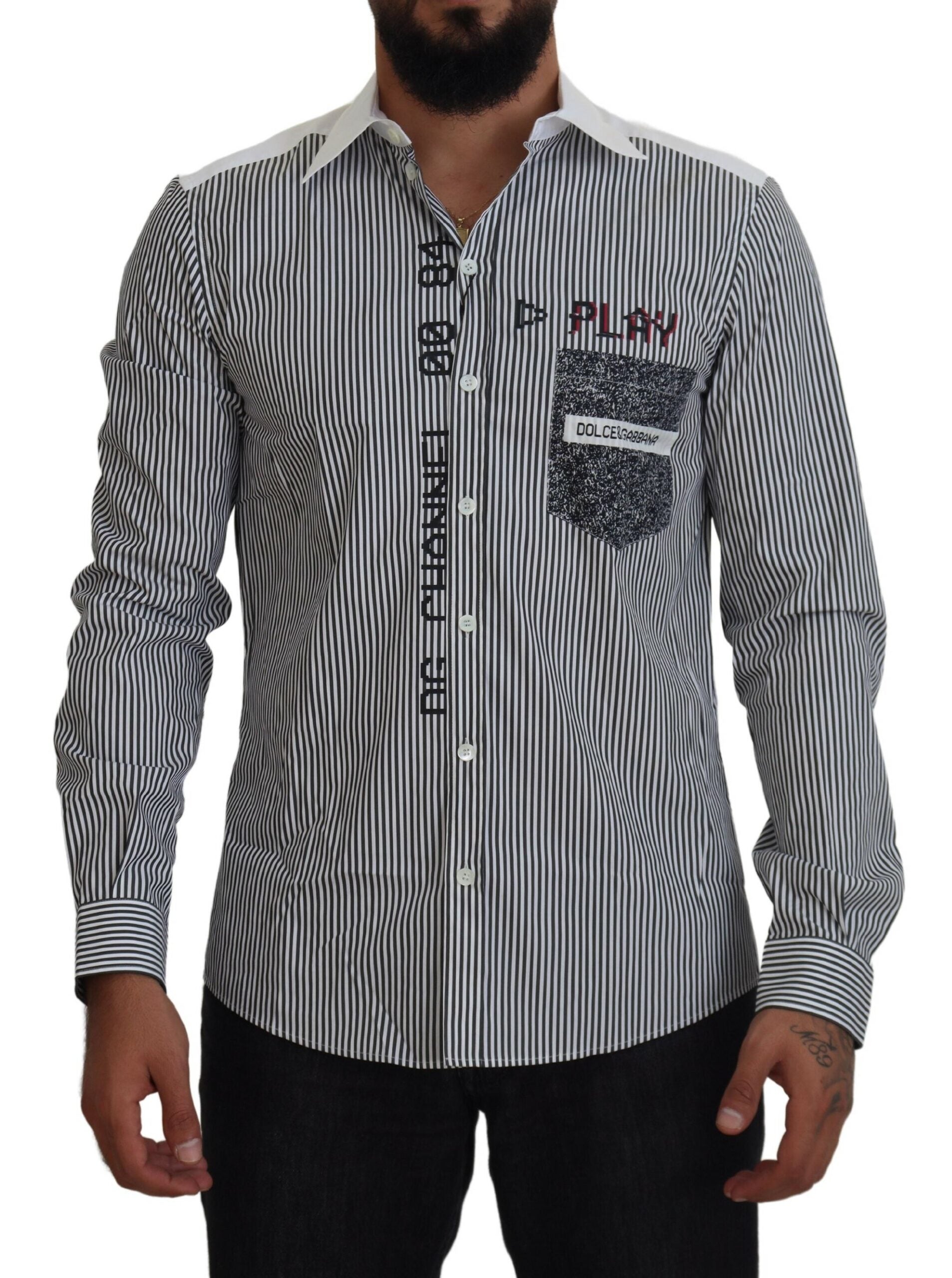Chemise Dolce & Gabbana grise et blanche rayée